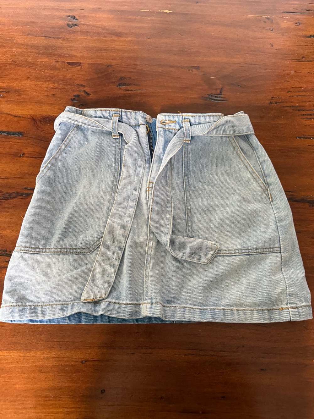 Forever 21 Light Blue Denim Mini Skirt with Waist Tie
